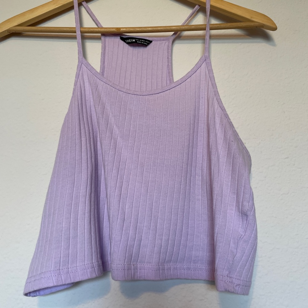 SHEIN Lilac Ribbed Tank Top